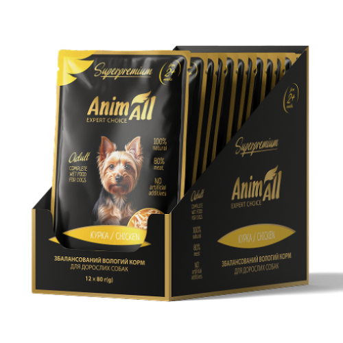 Вологий корм AnimAll для собак, курка, 80 г