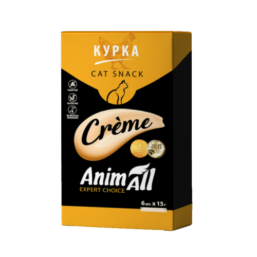 Лакомство AnimAll Сrème для кошек, со вкусом курицы, 6×15 г