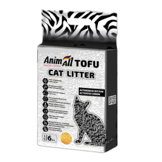 Соєвий наповнювач AnimAll Tofu Carbon для котів, з активованим вугіллям, 2.6 кг