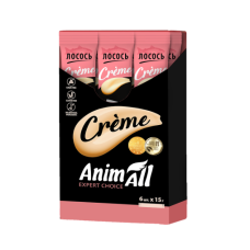 Ласощі AnimAll Сrème для котів, зі смаком лосося, 6×15 г