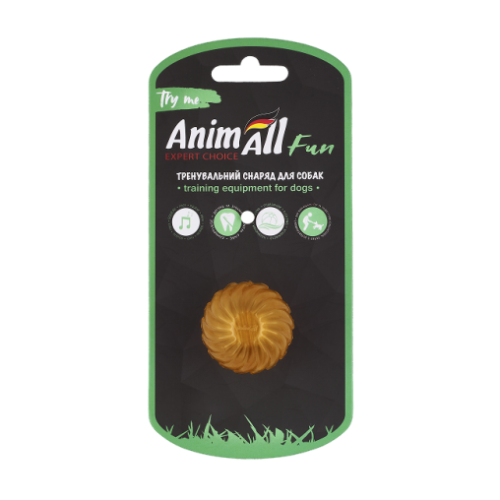 Мяч AnimAll Fun волна с пищалкой, 45 мм, золотой