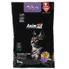 Дерев`яний наповнювач AnimAll з ароматом лаванди, для котів, 5 кг + 300 г у подарунок