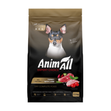 Сухий корм AnimAll для дорослих собак малих порід, зі свіжою індичкою та ягням, 12 кг