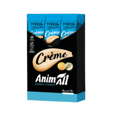 Ласощі AnimAll Сrème для котів, зі смаком тунець з креветками, 6×15 г