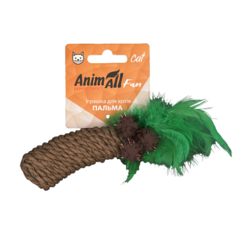 Іграшка AnimAll Fun Пальма з пір`ям для котів, 19 см