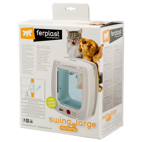 Дверцята Ferplast Swing Microchip Large White з мікрочіпом для великих кішок та маленьких собак