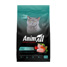 Сухой корм AnimAll для стерилизованных кошек, с курицей и свежей ягнятиной, 12 кг.