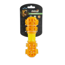 Игрушка AnimAll GrizZzly мультифункциональная косточка, для собак, 24.4×7.3×5.1 см, оранжево-желтая