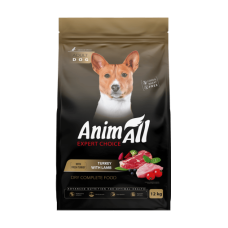 Сухий корм AnimAll для дорослих собак середніх порід, зі свіжою індичкою та ягням, 12 кг