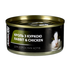 Консерви AnimAll для котів, кролик та курка, 80 г