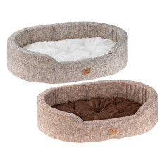 Лежак для кішок та собак з бавовни та хутра в смужку Ferplast Dandy F 80