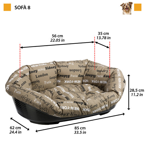 Пластиковий лежак для собак та кішок у комплекті з подушкою Ferplast Sofa` 8