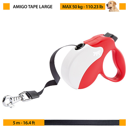 Повідець-рулетка для собак зі стрічкою Ferplast Amigo Tape L Black