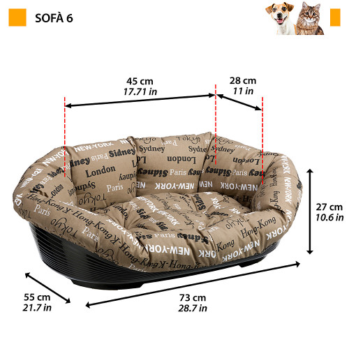 Пластиковий лежак для собак та кішок у комплекті з подушкою Ferplast Sofa` 6