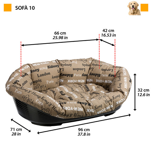 Пластиковий лежак для собак та кішок у комплекті з подушкою Ferplast Sofa` 10
