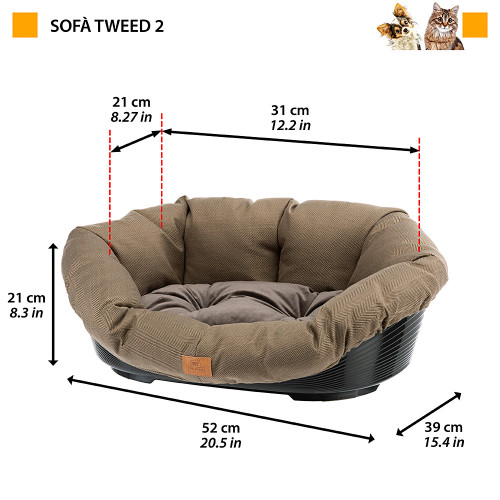 Лежанка для собак та кішок з термопластику Ferplat Sofa` 2 Tweed