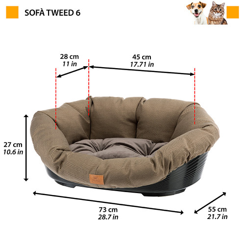 Лежанка для собак та кішок з термопластику Ferplat Sofa` 6 Tweed