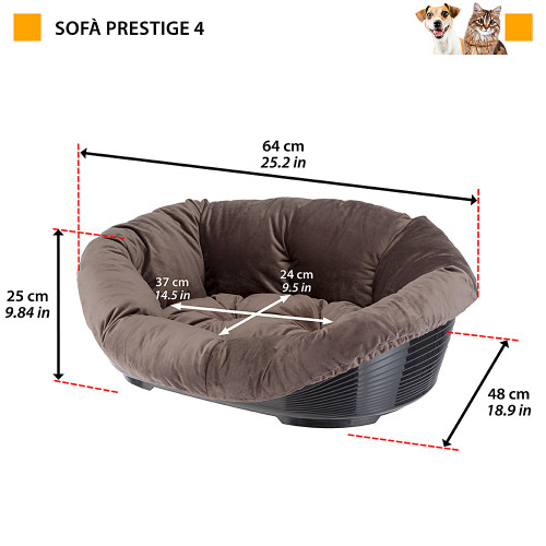Пластиковий лежак для котів та собак з м`якою подушкою Ferplast Sofa` Prestige 4