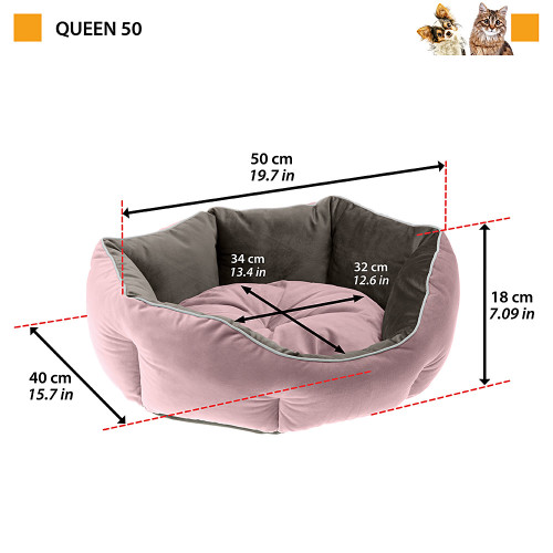 Лежанка для котів та собак з оксамитової тканини Ferplast Queen 50 Pink