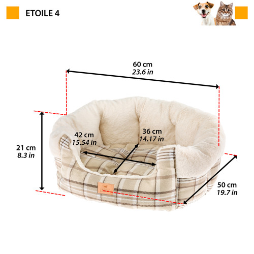 Небольшая софа из мягкой ткани для собак и кошек Ferpalst Etoile 4 Beige