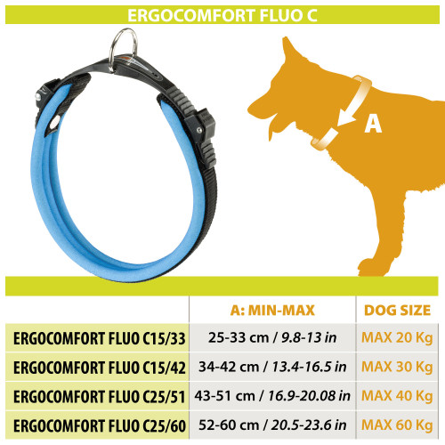 Нашийник для собак на м`якій підкладці Ferplast Ergofluo C25/51 Verde Acido