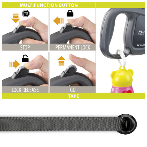 Повідець-рулетка для собак із стрічкою Ferplast Flippy Tech Tape L Violet