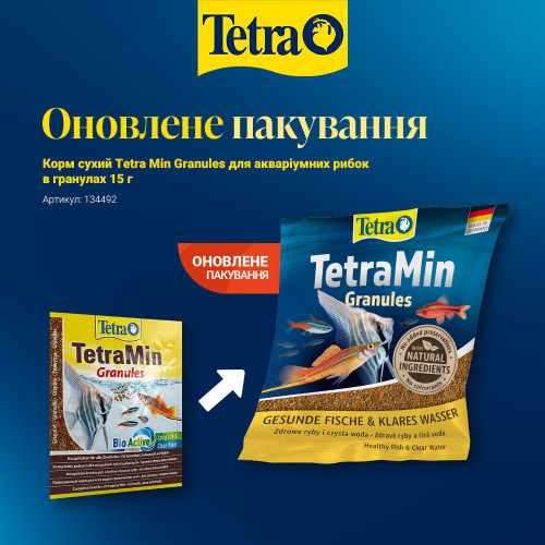 Корм Tetra Min Granules для аквариумных рыбок, 15 г (гранулы)