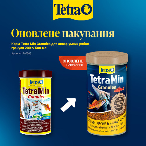 Корм Tetra Min Granules для аквариумных рыбок, 200 г (гранулы)