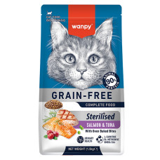 Cухий корм Wanpy Sterilized Cat Grain Free Salmon & Tuna для стерилізованих котів з лососем та тунцем, 1,5 кг