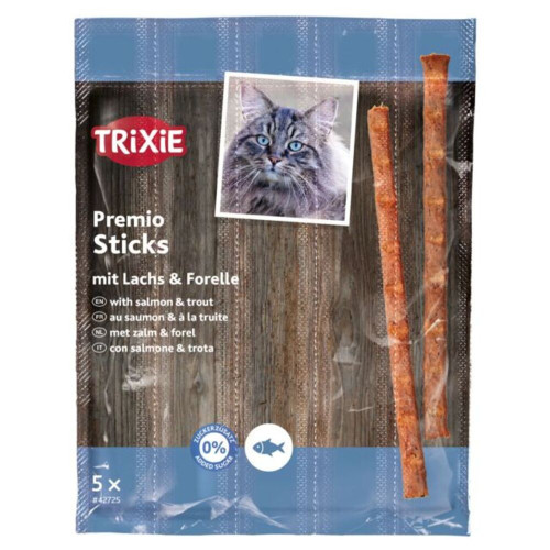 Лакомство Trixie Premio Stick Quintett для кошек палочки с лососем и форелью 5 г 5 шт