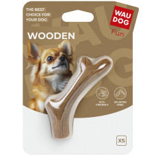 Игрушка для собак Рог жевательный WAUDOG Fun Wooden, дерево, полимер, размер XS, 10 см