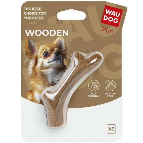 Іграшка для собак Ріг жувальний WAUDOG Fun Wooden, дерево, полімер, розмір XS, 10 см