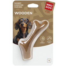 Игрушка для собак Рог жевательный WAUDOG Fun Wooden, дерево, полимер, размер S, 14 см
