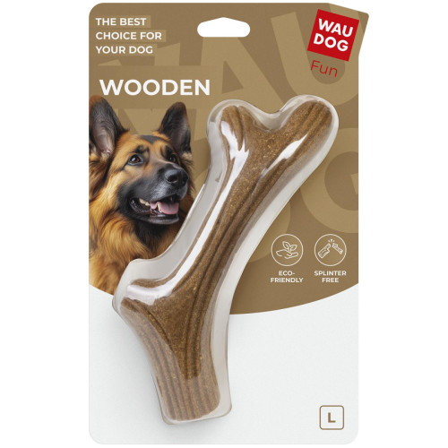 Іграшка для собак Ріг жувальний WAUDOG Fun Wooden, дерево, полімер, розмір L, 24 см