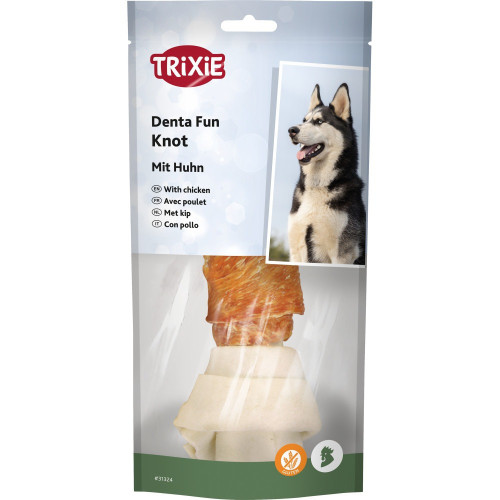 Лакомство Trixie Denta Fun для собак Косточка для чистки зубов с курицей 18 см 120 г