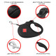 Повідець-рулетка для собак WAUDOG R-leash, малюнок "Рік та Морті 3", L, до 50 кг, 5 м, світловідбиваюча стрічка чорний
