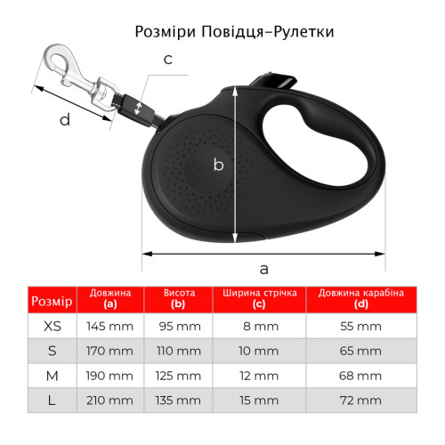 Повідець-рулетка для собак WAUDOG R-leash, малюнок "Рік та Морті 3", L, до 50 кг, 5 м, світловідбиваюча стрічка чорний