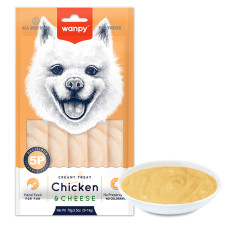 Рідкі ласощі Wanpy Creamy Chicken&Cheese з куркою та сиром для собак, 70 г