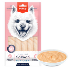 Рідкі ласощі Wanpy Creamy Salmon&Chicken з лососем та куркою для собак, 70 г