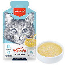 Рідкий корм Wanpy Meat Broths Chicken, суп з куркою для котів, 50 г