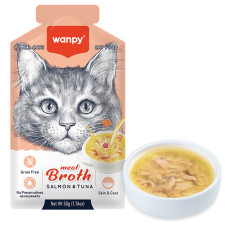 Рідкий корм Wanpy Meat Broths Salmon&Tuna, суп з лососем та тунцем для котів, 50 г