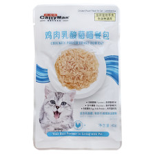 Вологий корм CattyMan Lactobacillus Chicken Feast пробіотики з куркою в желе для котів із проблемами травлення, 45 г