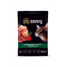 Вологий корм Savory для дорослих котів, ягня з буряком у соусі, 85 г