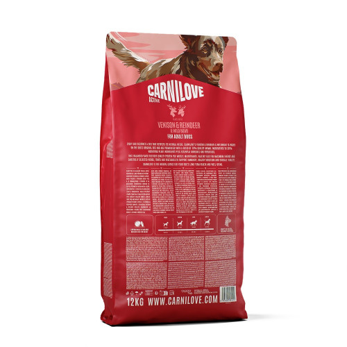Корм сухий Carnilove Active Venison & Reindeer & Wild Boar Active Adults для активних cобак оленина і дикий кабан 12 кг