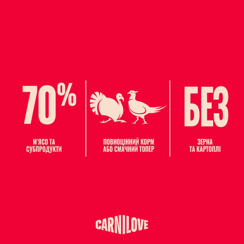 Корм вологий Carnilove Turkey & Pheasant with Raspberry Leaves для собак паштет індичка і фазан  з листям малини 300 г