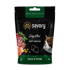 М`які ласощі Savory для покращення травлення котів, качка з чебрецем, 50 г