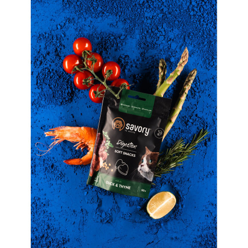 М`які ласощі Savory для покращення травлення котів, качка з чебрецем, 50 г