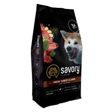 Сухой корм Savory Large для собак больших пород, со свежим ягненком и индейкой, 12 кг
