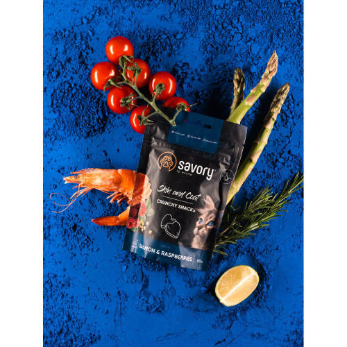 Хрусткі ласощі Savory для здоров`я шкіри та шерсті, лосось із малиною 50 г