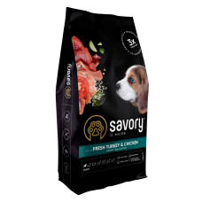 Сухой корм Savory Puppy для щенков всех пород, со свежей индейкой и курицей, 12 кг
